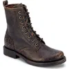 Frye Veronica Leather Combat Boot In Black Black