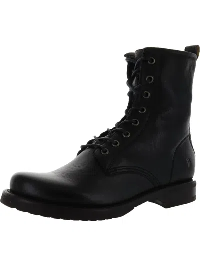 Frye Veronica Womens Lace-up Moto Combat Boots In Black