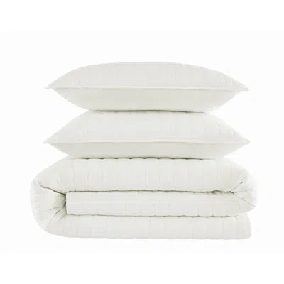 Frye Vintage Washed Cotton 3 Piece Quilt Set In White