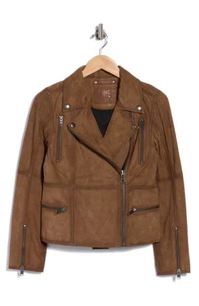 Frye Vintage-inspired Suede Biker Jacket In Dark Taupe