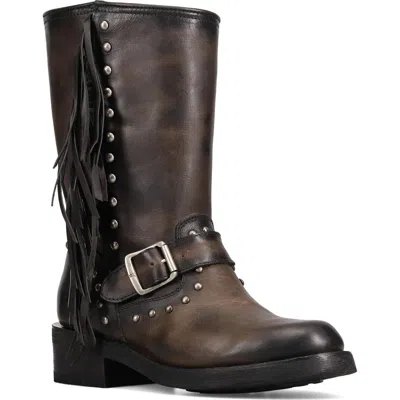 Frye Viv Fringe Trim Boot In Black