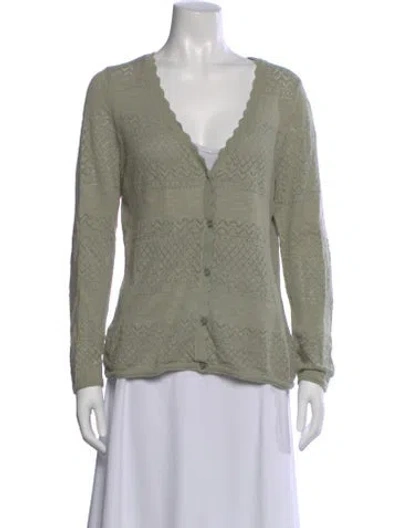 Pre-owned Frye V-neck Sweater In Green