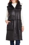 Frye Water Resistant Faux Leather & Faux Shearling Vest In Black