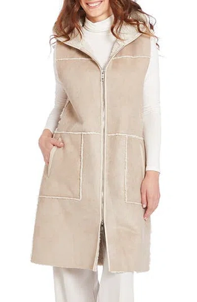 Frye Water Resistant Faux Leather & Faux Shearling Vest In Sand