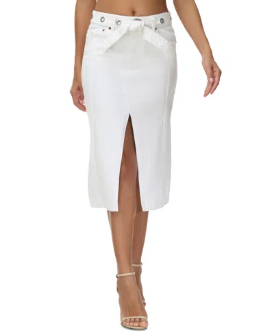 Frye Women's Belted Denim Pencil Skirt In White