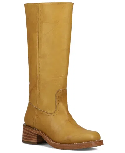 Frye Women's Campus 14l Montan Square Toe Tall Boots In Yellow