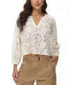 FRYE WOMEN'S CROPPED LACE PEASANT TOP