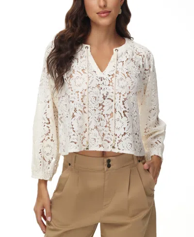 Frye Women's Cropped Lace Peasant Top In Antique Wh