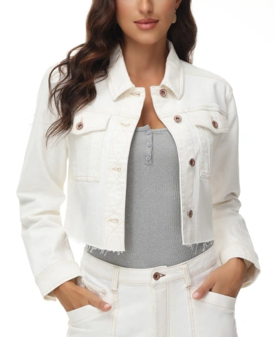 Frye Women's Cropped Raw-hem Denim Jacket In Natural