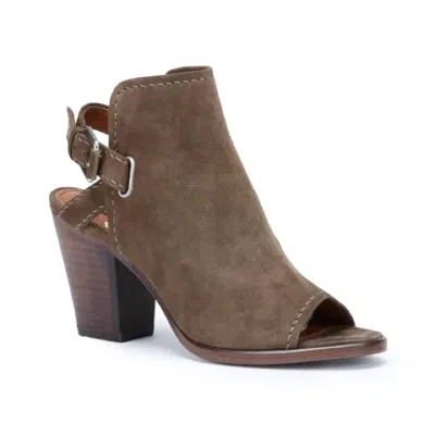 Frye Women's Dani Shield Sling Peep Toe Heel Boot In Dark Taupe Suede In Brown