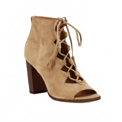 Frye Women's Gabby Ghillie Peep Toe Bootie In Cashew Kid Suede In Neutral