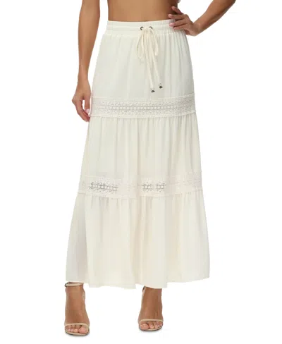 Frye Women's Jules Cotton Lace-trim Tiered Maxi Skirt In Bright White