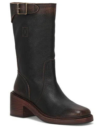 Frye Women's Kate Moto Mid Calf Square Toe Boots In Brown