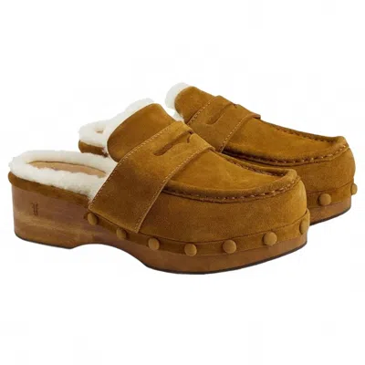 Frye Women's Melody Shearling Clogs In Walnut In Brown
