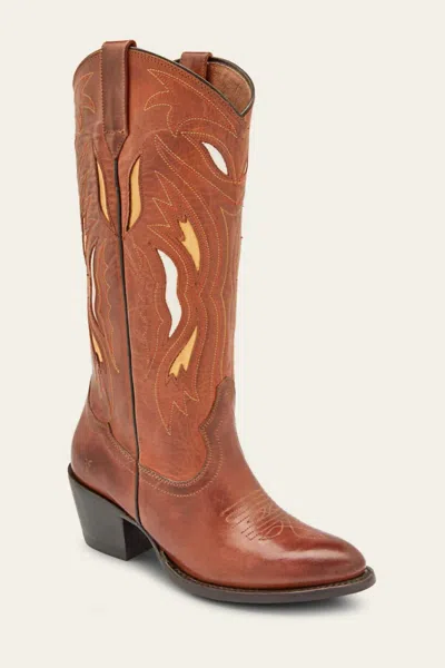 FRYE WOMEN'S SHELBY DECO STITCH BOOTS IN CARAMEL