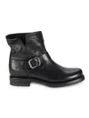 Frye Natalie Leather Short Engineer Boots In Black