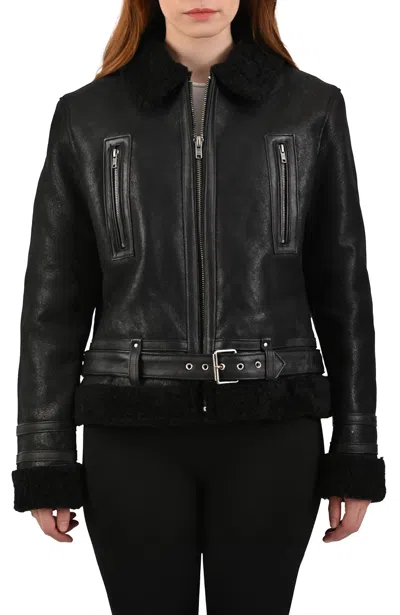 Frye Women´s Nappa Leather & Faux Shearling Jacket In Black