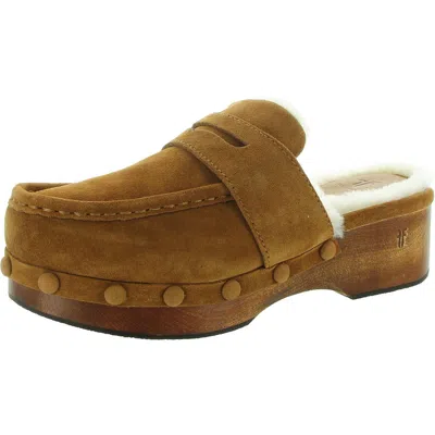 Frye Womens Suede Loafer Slippers In Brown