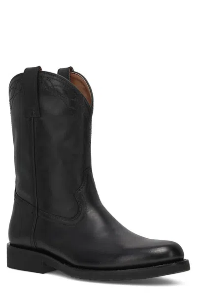 Frye Wyatt Pull On Leather Western Boot In Black