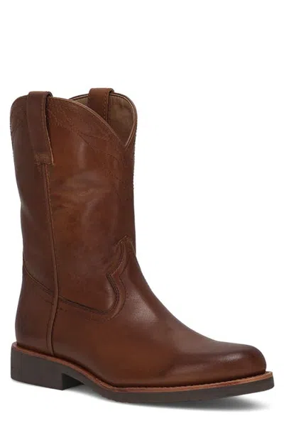 Frye Wyatt Pull On Leather Western Boot In Brown