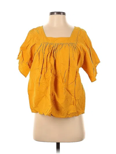 Pre-owned Frye X Anthropologie Short Sleeve Blouse In Yellow