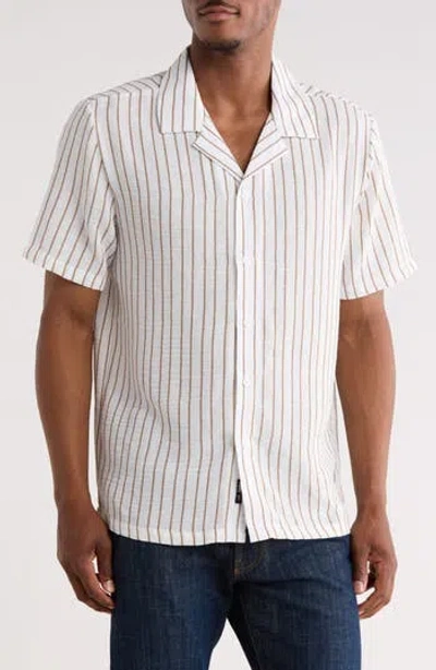 Frye Yarn Dyed Stripe Camp Shirt In White