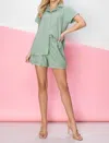 Fsl Apparel Linen Blend Button Down Shirt With Chest Pockets In Sage In Green