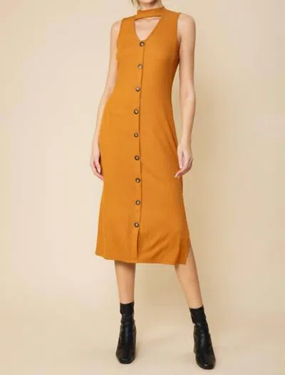 Fsl Apparel Open Front Halter Neck Dress In Yellow