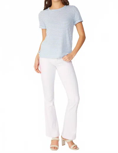 Fsl Apparel Stripe Ribbed Knit Short Sleeve Top In Light Blue