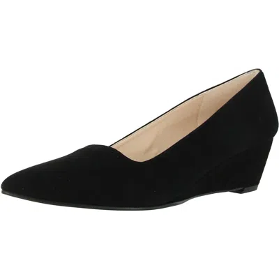 Fs/ny Clap Womens Padded Insole Suede Wedge Heels In Black