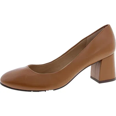 Fs/ny Womens Cushioned Footbed Leather Block Heels In Brown