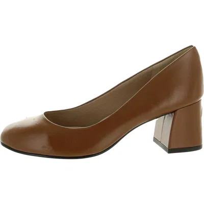 Fs/ny Womens Cushioned Footbed Leather Block Heels In Brown