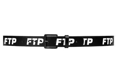 Pre-owned Ftp Leather Logo Belt In Black