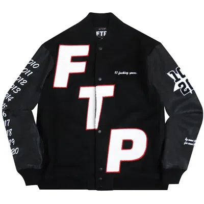 Pre-owned Ftp Men's  10 Year Varsity Jacket In Black