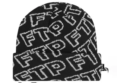 Pre-owned Ftp Men's  All Over Outline Logo Beanie In Black