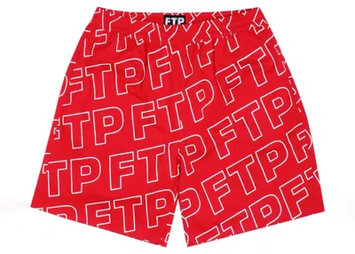 Pre-owned Ftp Men's  All Over Outline Logo Short In Red
