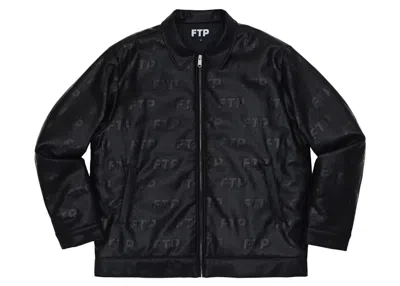 Pre-owned Ftp Men's  Allover Faux Leather Jacket In Black
