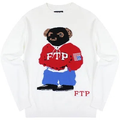 Pre-owned Ftp Men's  Bear Knit Sweater In White