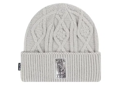 Pre-owned Ftp Men's  Big Body Cable Knit Beanie In Heather Grey