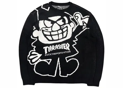 Pre-owned Ftp Men's  Boris Knit Sweater In Black