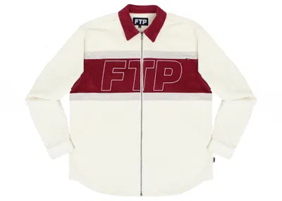 Pre-owned Ftp Men's  Corduroy Logo Zip Up In Cream In White