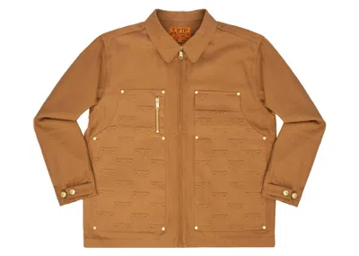 Pre-owned Ftp Men's  Embossed Logo Work Jacket In Brown