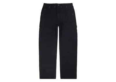 Pre-owned Ftp Men's  Frayed Denim Logo Carpenter Pant In Black