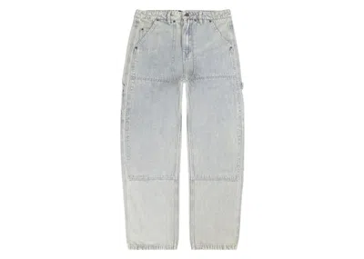 Pre-owned Ftp Men's  Frayed Denim Logo Carpenter Pant In Dirt Wash