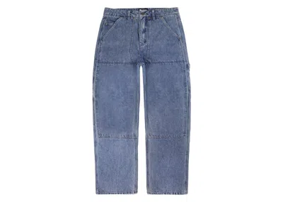 Pre-owned Ftp Men's  Frayed Denim Logo Carpenter Pant In Washed Indigo