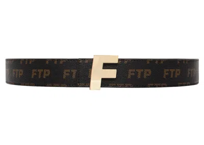 Pre-owned Ftp Men's  Logo Repete Belt In Brown