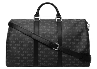 Pre-owned Ftp Men's  Logo Repete Duffle Bag In Black