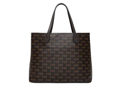 Pre-owned Ftp Men's  Logo Repete Tote Bag In Brown