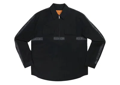 Pre-owned Ftp Men's  Logo Tape Zip Up Work Shirt In Black