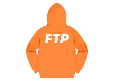 Pre-owned Ftp Men's  Puff Print Logo Pullover In Orange